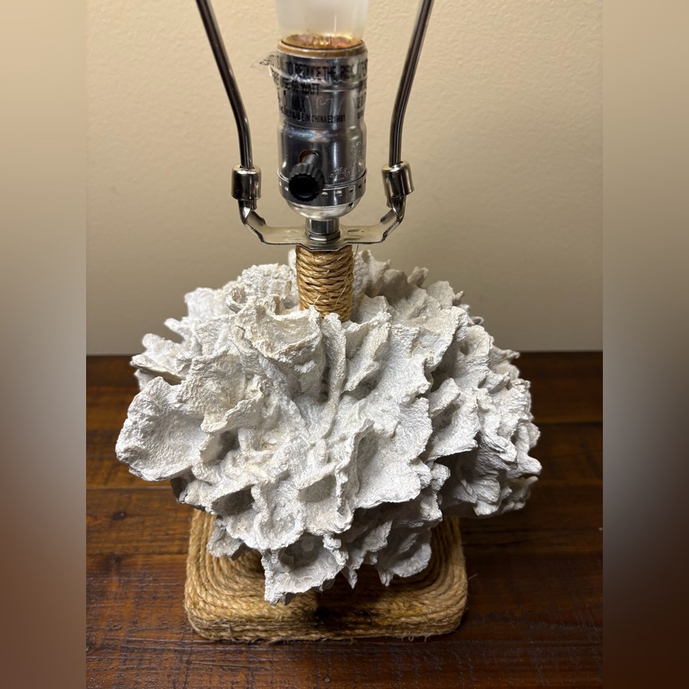 Two’s Company Faux Coral Table Lamp- White - Picture 3 of 9